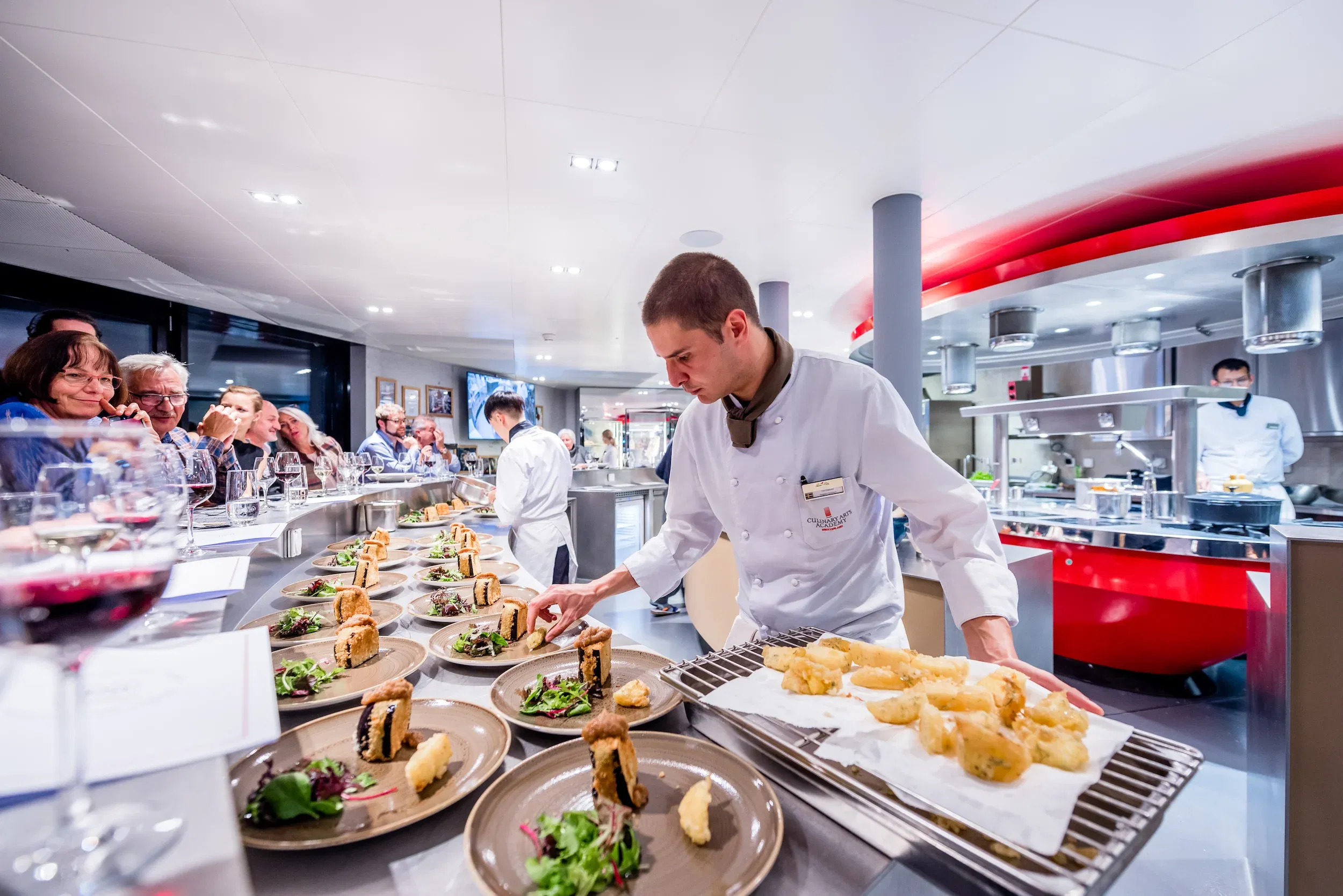 Professional culinary training in modern Canadian kitchen